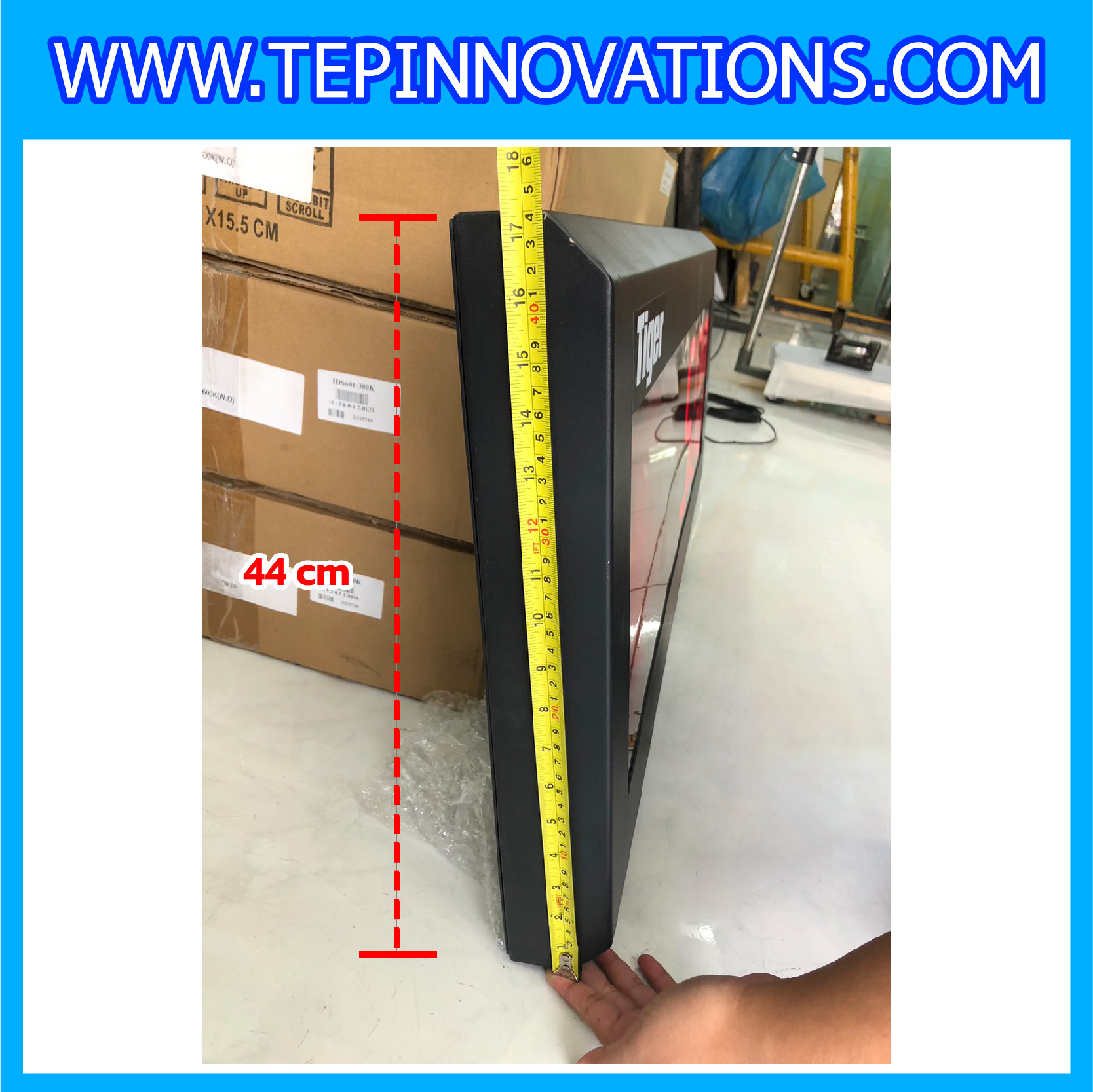 เครื่องชั่งบ่อตกปลา 150 กิโลกรัม พร้อมจอ REMOTE LED DISPLAY ( ตัวเลขสีแดงสูง 5 นิ้ว) เครื่องชั่งแบบตั้งพื้น150Kg ความละเอียด 10g แท่นชั่งขนาด 40x50 cm. ยี่ห้อ TIGER รุ่น TI-02 เครื่องชั่งบ่อปลา เครื่องชั่งบ่อกุ้ง