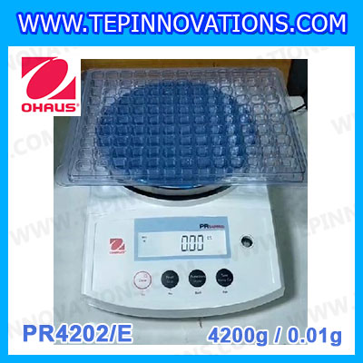 เครื่องชั่งดิจิตอล ทศนิยม 2 ตำแหน่ง PR4202/E พิกัด 4200g x0.01g เครื่องชั่งละเอียดสูง4200g เครื่องชั่งน้ำหนัก 4200g ตาชั่ง 4200 กรัม พิกัดน้ำหนัก 4200 g ความละเอียด 0.01 g ยี่ห้อ OHAUS รุ่น PR Series (เครื่องชั่งตรวจรับรองจากสำนักงานกลางชั่งตวงวัด)