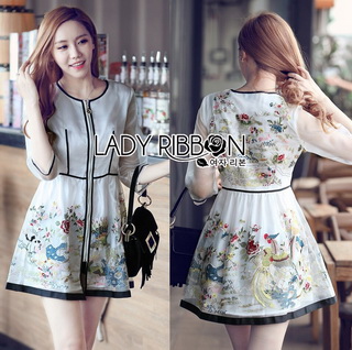 Lady Ribbon Online เสื้อผ้าออนไลน์ขายส่ง Lady Ribbon เสื้อผ้า LR09180816 🎀 Lady Ribbon's Made 🎀 Lady Leanne Sweet Feminine Fairy Tale Embroidered Organza Dress เดรสผ้าแก้ว