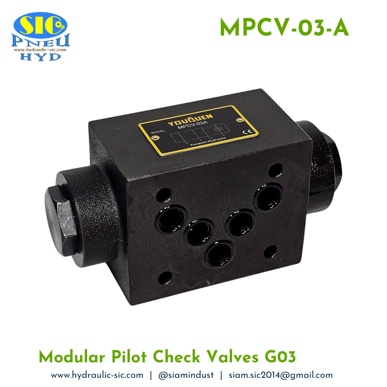 MPCV-03-A : Modular Pilot Check Valve G03 วาล์วกันตก แบบซ้อน YOUQUEN