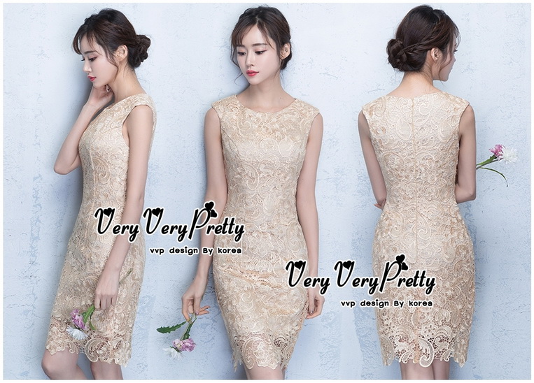 Flowers Gold ชุดเดรสเกาหลีสีทอง