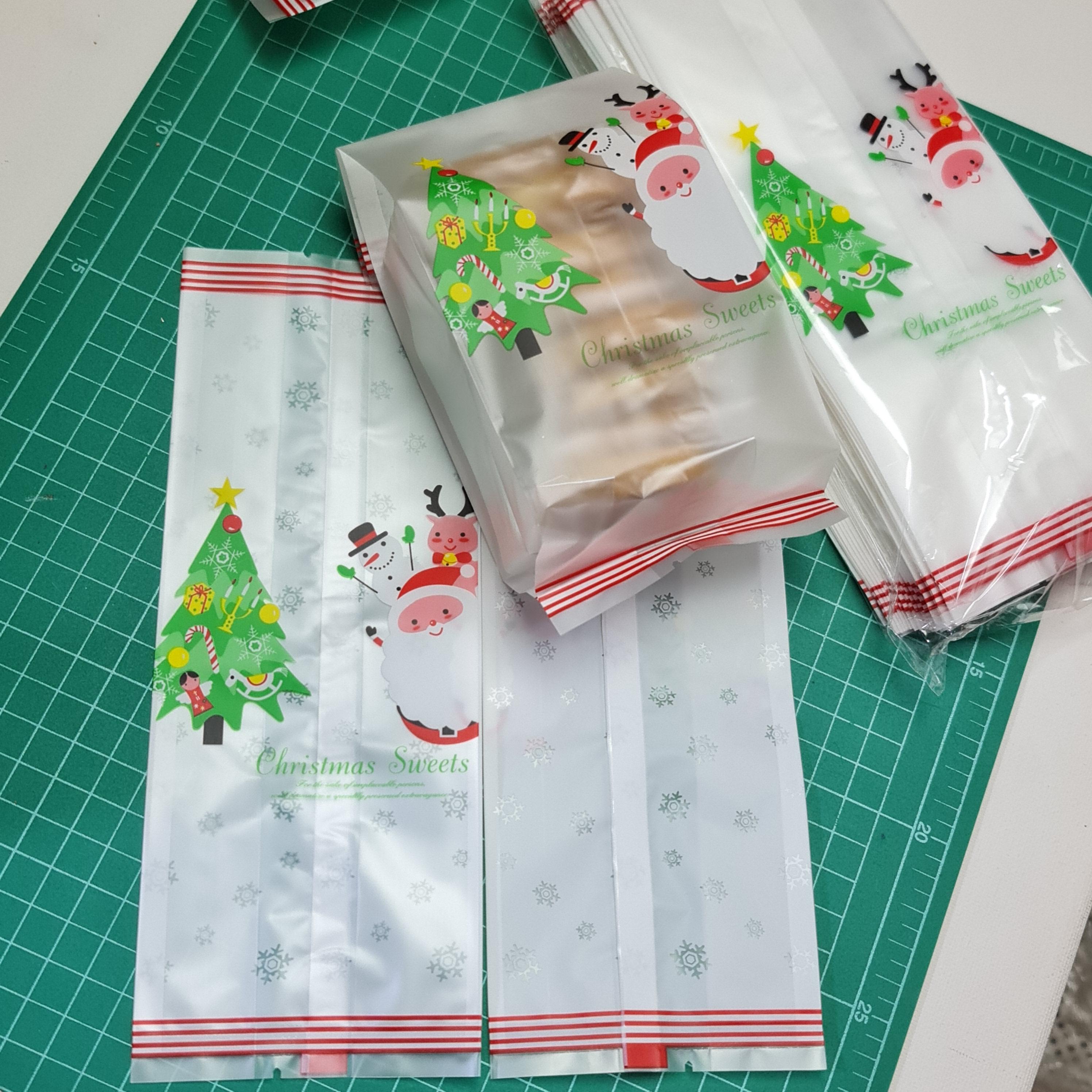 ถุงซีลขยายข้าง คริสต์มาส สำหรับใส่ขนม 48-50ใบ/แพ็ค Christmas Sweets คุ๊กกี้ เบเกอรี่ ถุงขนม bbpo j12