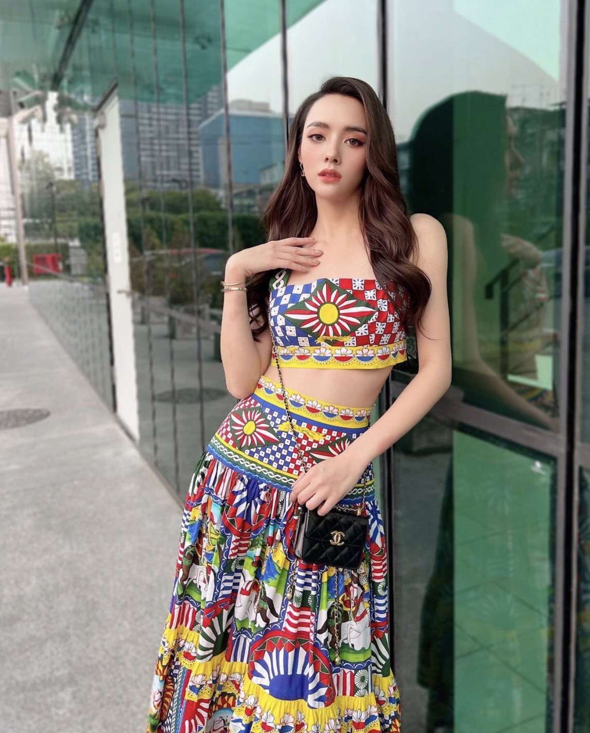 เซตเสื้อคอป +กระโปรงเข้าชุด