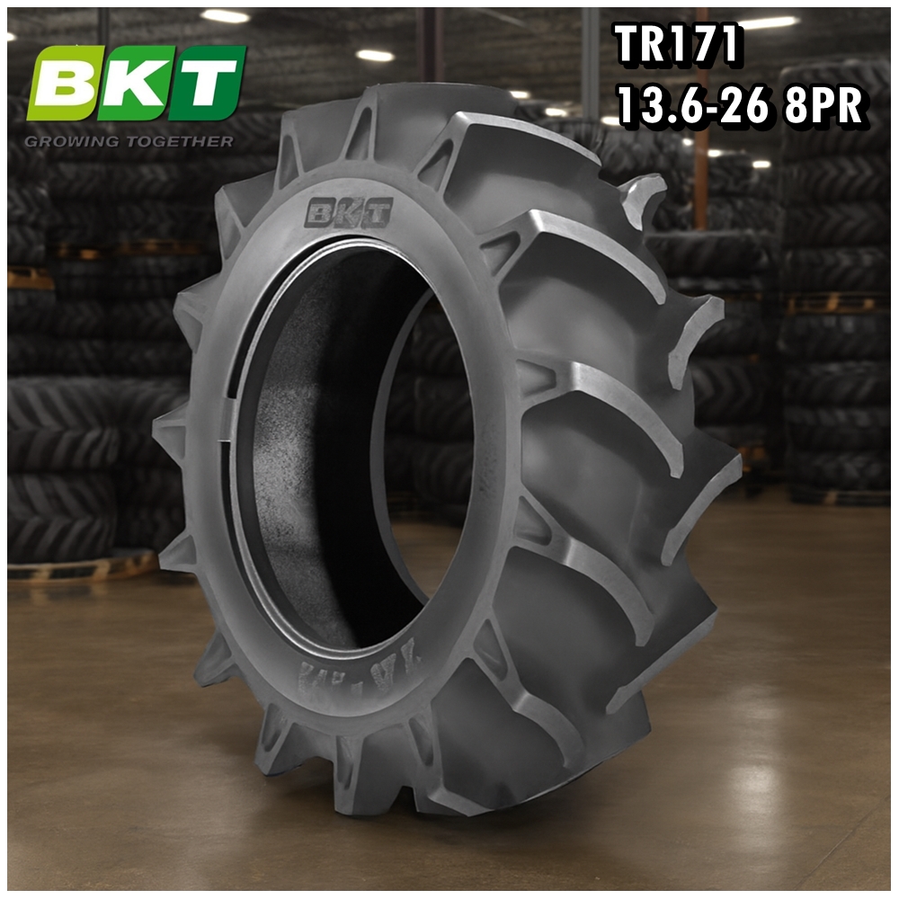 ยางรถไถ ขนาด 13.6-26 รุ่น TR171 ชนิด TT 8PR ยี่ห้อ BKT