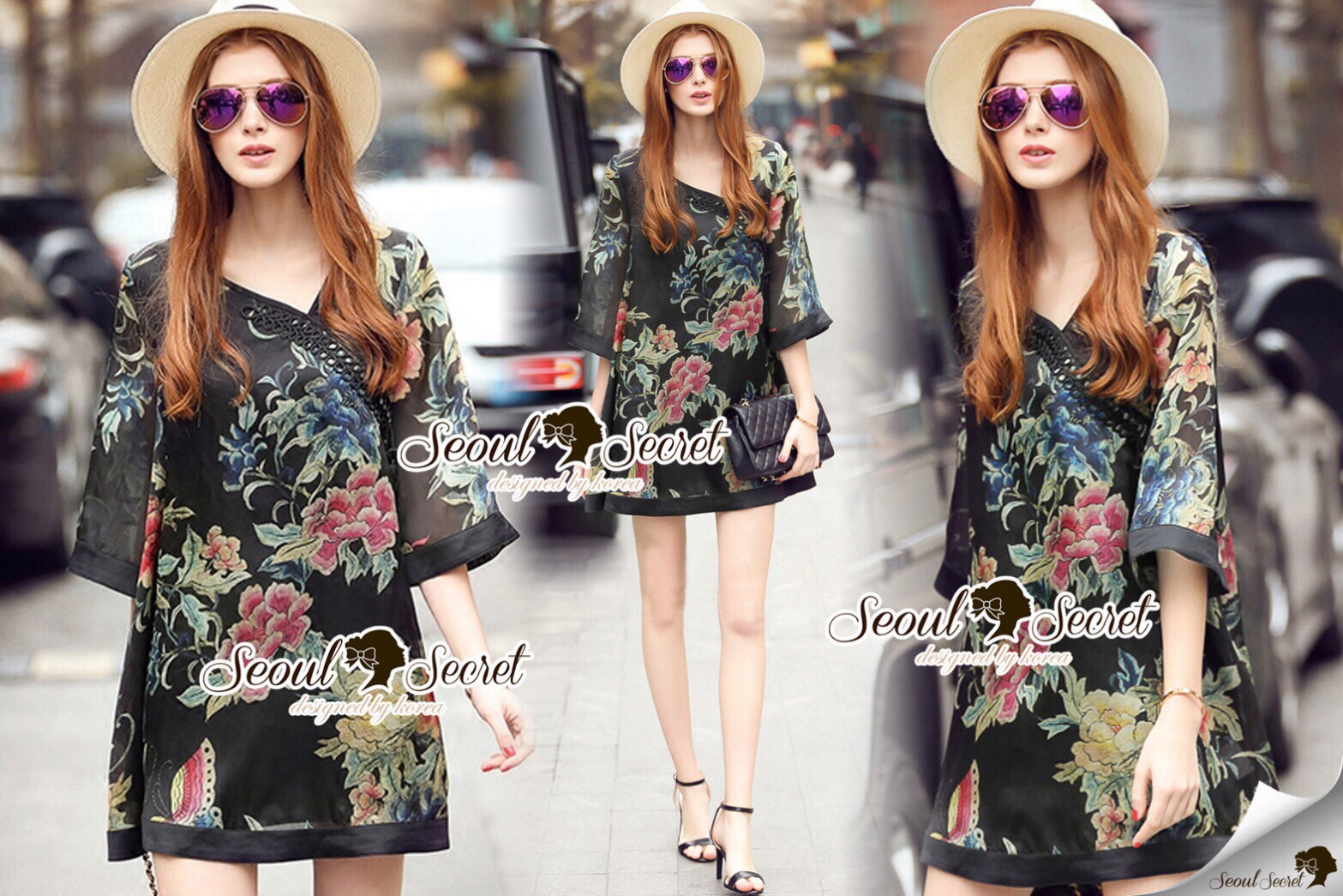 Lady Ribbon Online SS12020616 Seoul Secret Say's... Tuffy Blossom Black Dress