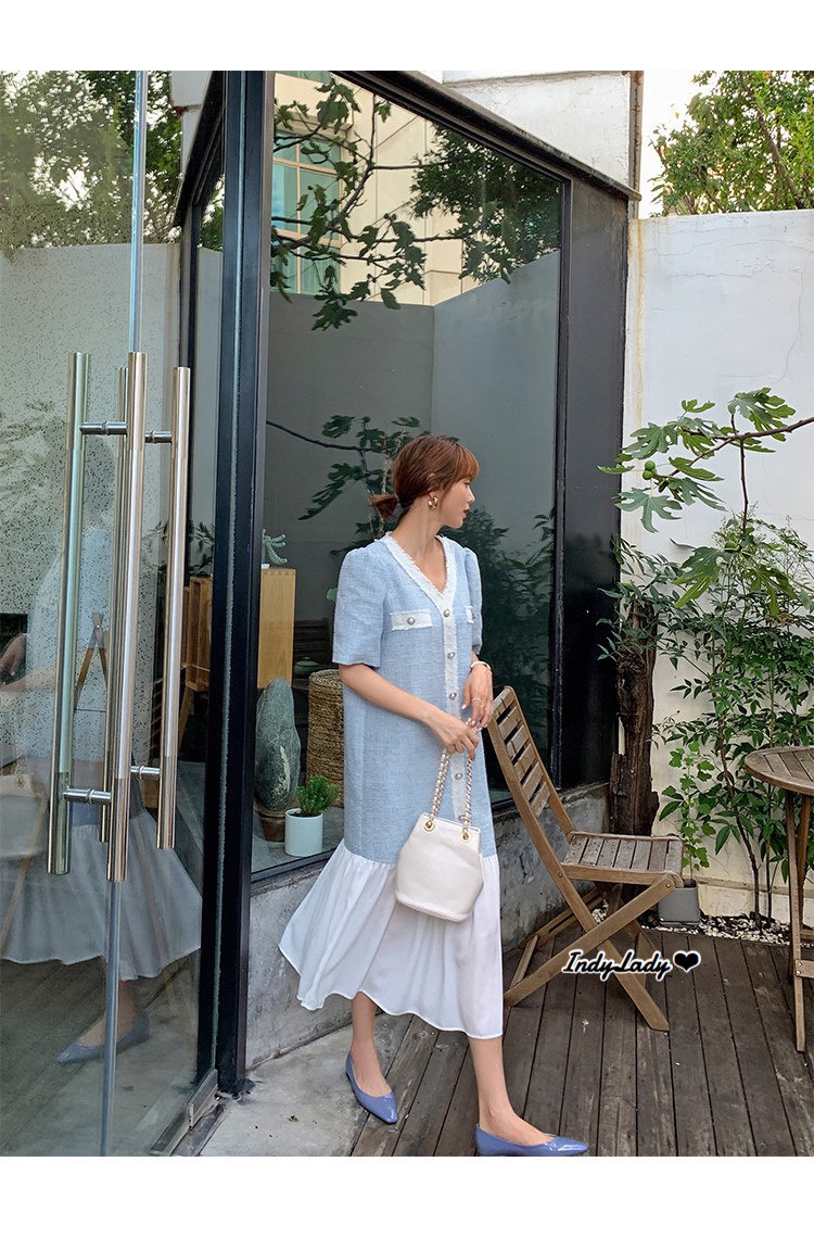 Dress แขนสั้นแต่งกระดุมเก๋ๆ