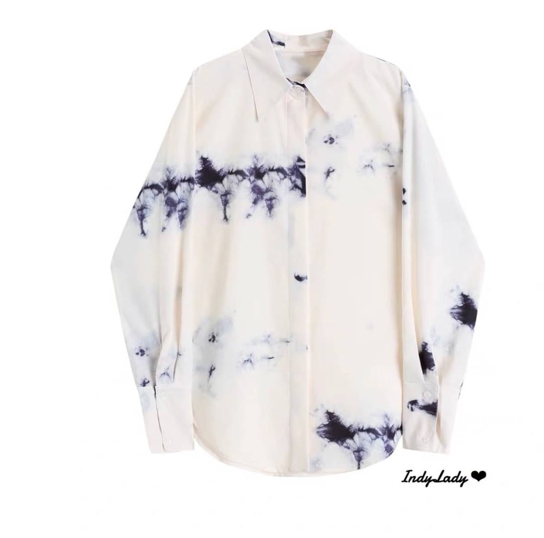 เสื้อ+กระโปรงพลีท ตัวเสื้อ แขนยาว