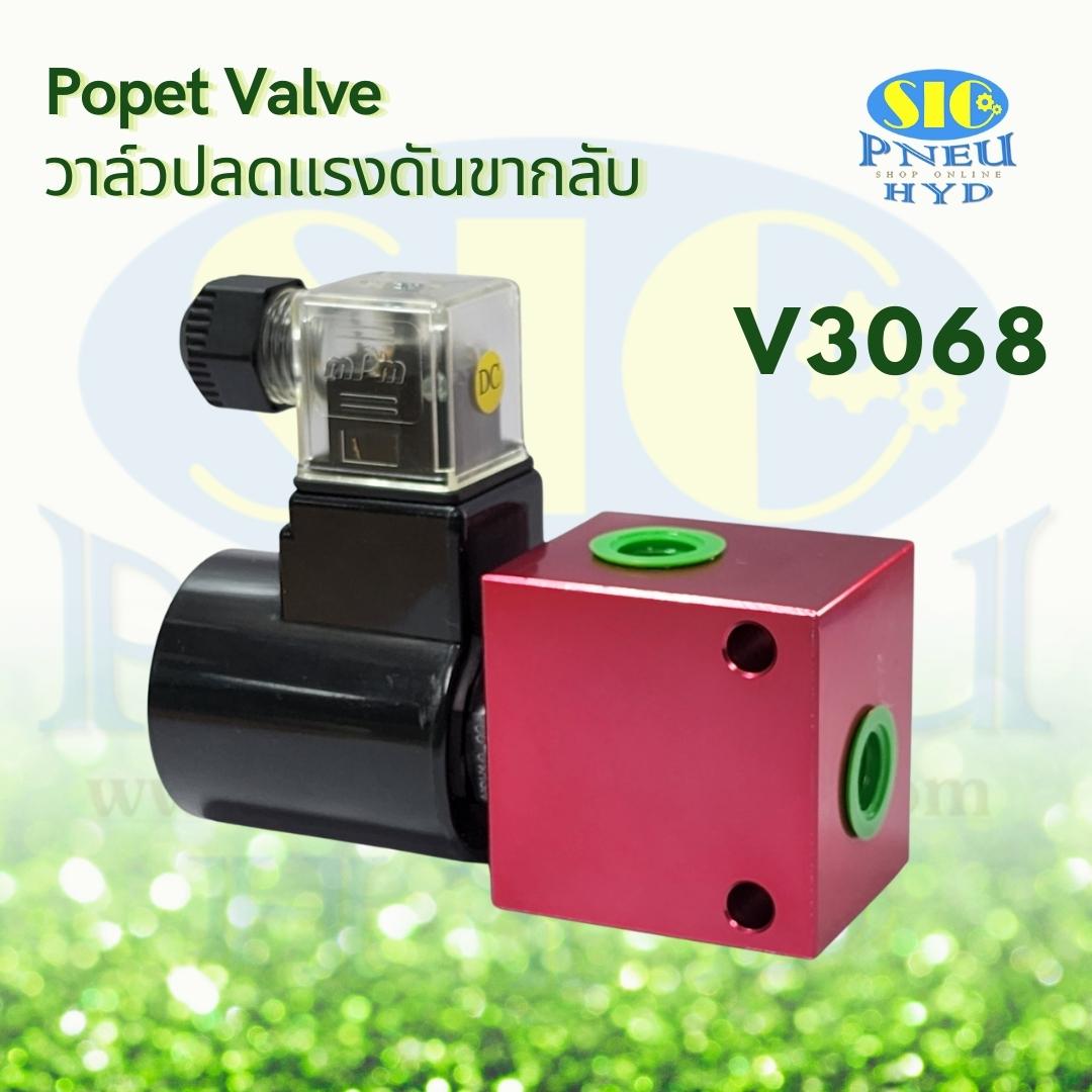 V3068 Poppet Valve 45 LPM 3/8"BSPT วาล์วปลดแรงดันขากลับ HYDROMAX