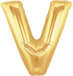 ลูกโป่งตัวอักษร V ขนาด 40 นิ้ว สีทอง Alphabet Letter Foil Balloon Gold Color
