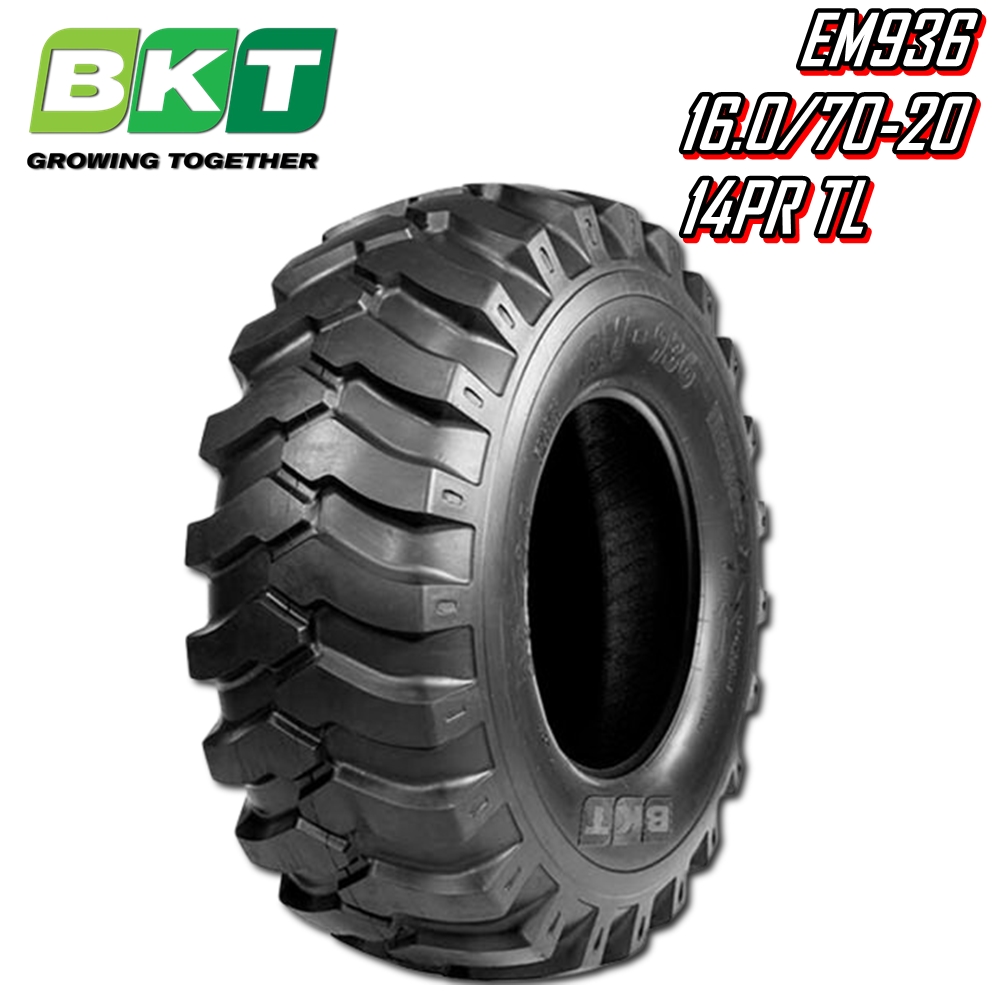 ยางรถอุตสาหกรรม รถตัก รถเกรด ขนาด 16.0/70-20 รุ่น EM936 ชนิด TL 14PR ยี่ห้อ BKT