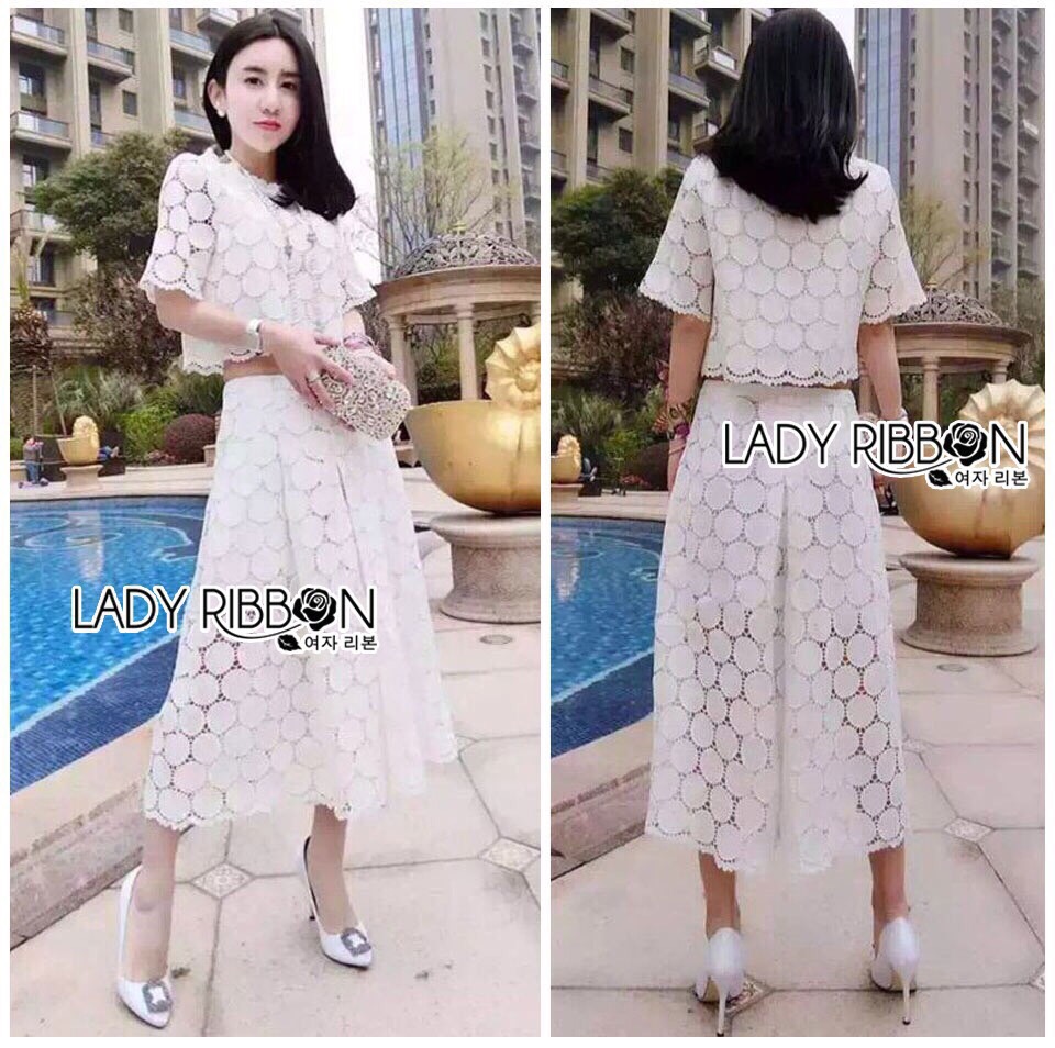 Lady Ribbon Online LR24090616 🎀 Lady Ribbon's Made 🎀 Lady Ariana Round n’ Round Cotton Embroidered Top and Pants Set