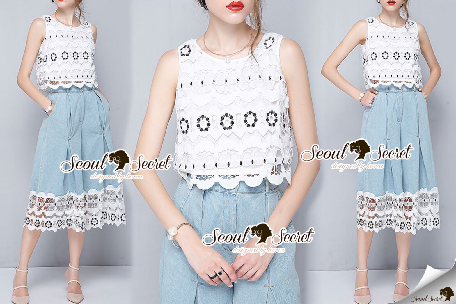 Lady Ribbon Online SS07300516 Seoul Secret Say's... LollyPop Tail Lace Chic Set