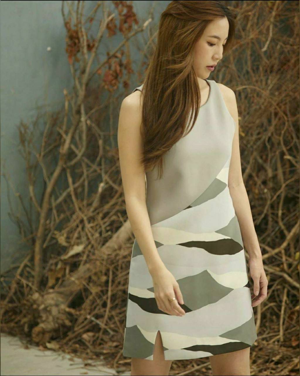 Dress แขนกุด ลายทหาร