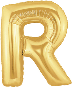 ลูกโป่งตัวอักษร R ขนาด 40 นิ้ว สีทอง Alphabet Letter Foil Balloon Gold Color