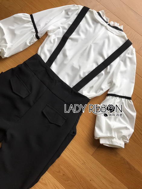 Blouse with Black Lady Ribbon Jumpsuit