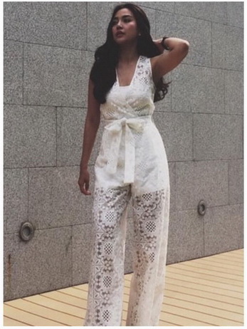 Lady Layla Holiday Lace Wrap Jumpsuit