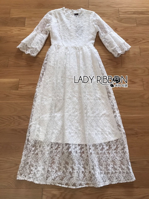 Maxi Dress เดรสยาวผ้าลูกไม้สีขาวสไตล์เจ้าหญิง