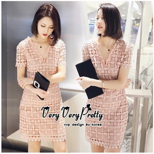 ผ้าลูกไม้ถักทอ Dress Premium