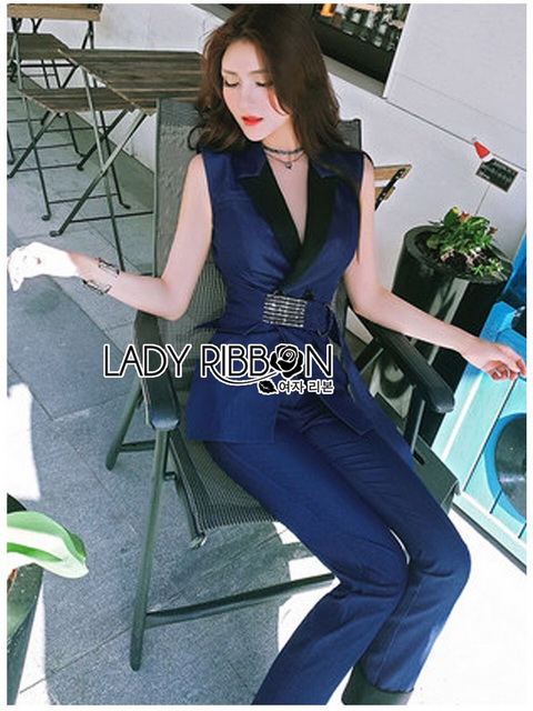 เซ็ตเสื้อสูทแขนกุดและกางเกงขายาวสไตล์สมาร์ทแคชชวล