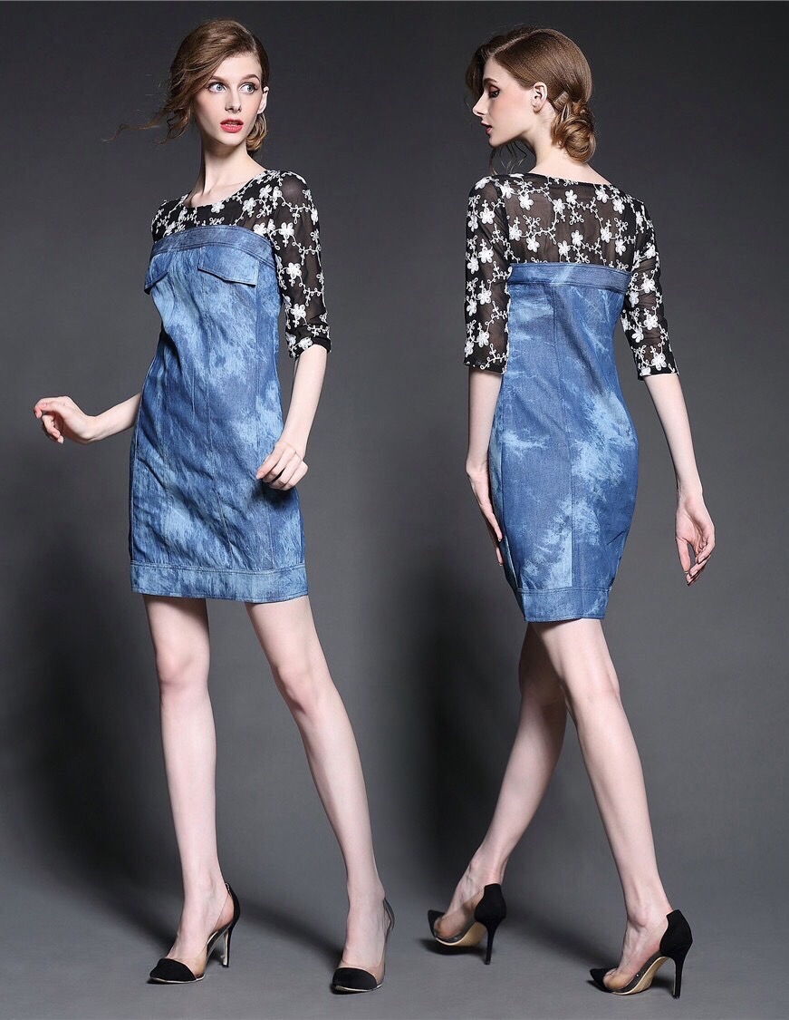 Cliona made' Fanny Luxury Denim Dress - Mini dress