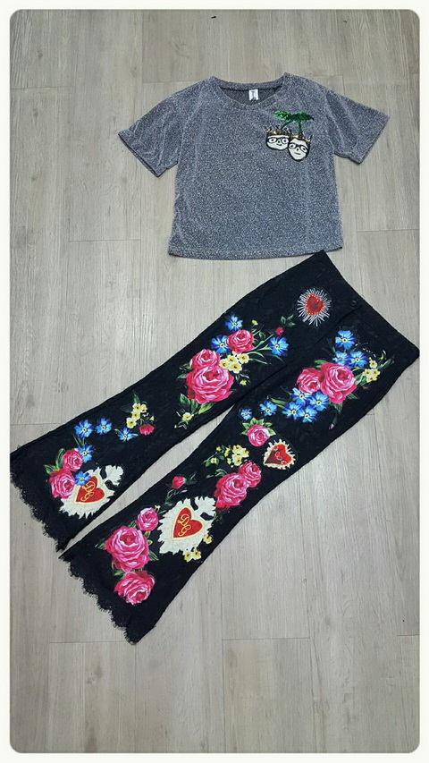 เสื้อยืดผ้าสีเทา ชุดเสื้อ+กางเกง