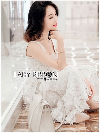 White Guipure Lady Ribbon Lace Dress
