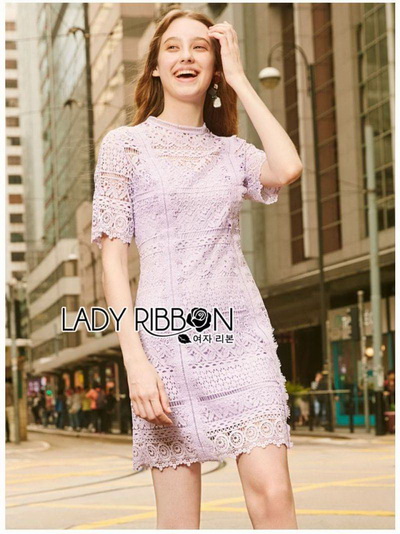 Lace Dress เดรสสั้นผ้าลูกไม้สีพาสเทลทรงเบสิก