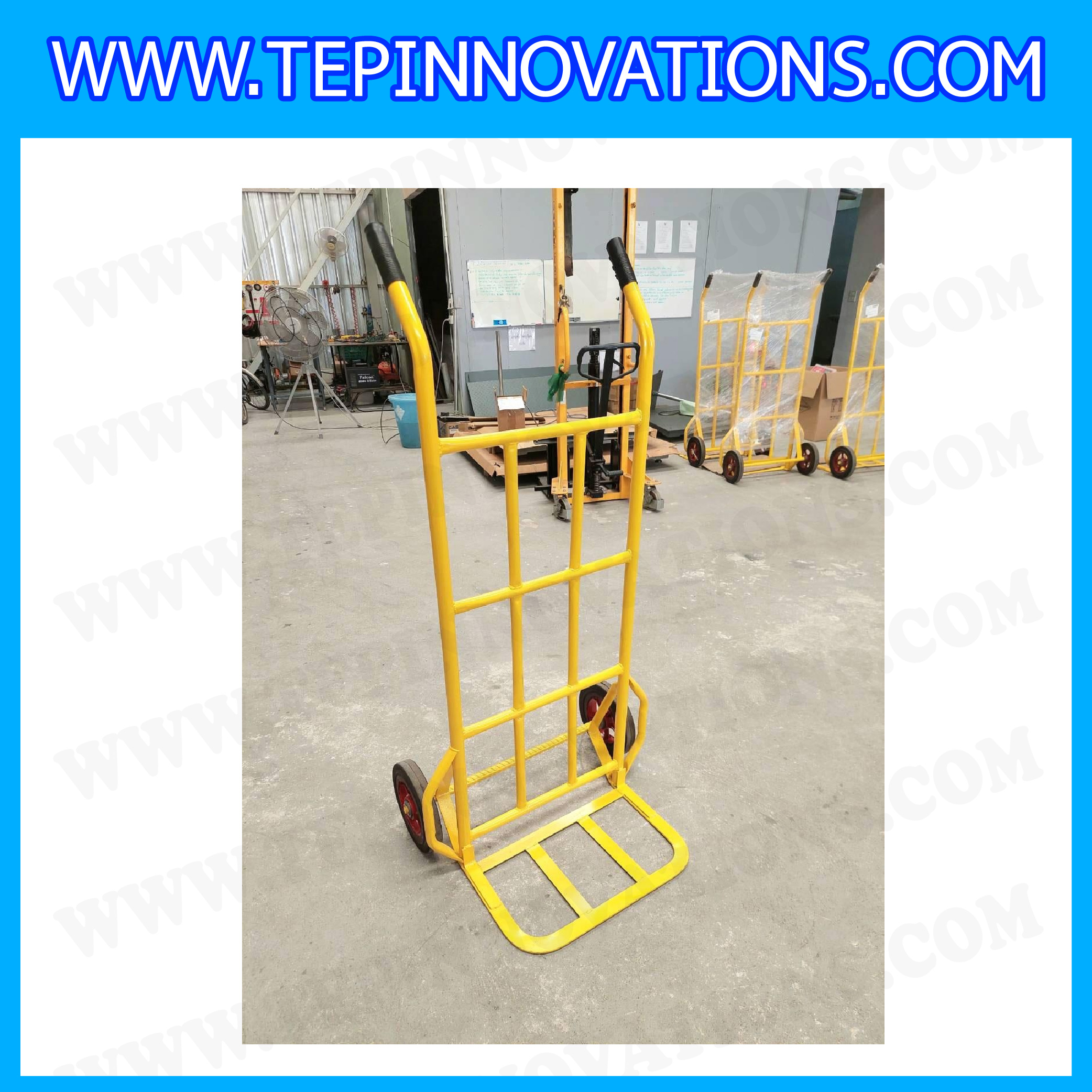 รถเข็นเหล็กสองล้อ แบบตรง รับน้ำหนัก 150 กก. สีเหลือง STX-150 ยี่ห้อ JUMBO รุ่น STX-150
