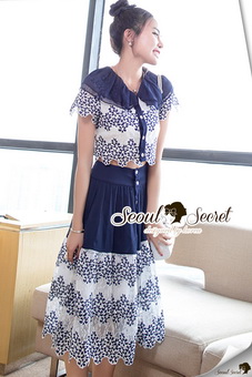 SS15010916 Seoul Secret Say's... Fashionista Navaly Blossom Set Material : เซ็ทเก๋ๆ สไตล์สาวแฟชั่นเก๋ๆ หวานๆ