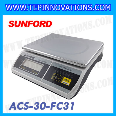 เครื่องชั่งดิจิตอล SUNFORD ACS-30-FC31 พิกัด 30Kg x 10g เครื่องชั่งน้ำหนัก30kg ตาชั่ง ดิจิตอล30กิโลกรัม กิโลดิจิตอล30kg เครื่องชั่งงานไปรษณีย์ เครื่องชั่งงานขนส่ง เครื่องชั่งตั้ง โต๊ะ30kg เครื่องชั่งดิจิตอล30kg (รหัสตัวแทน B198)