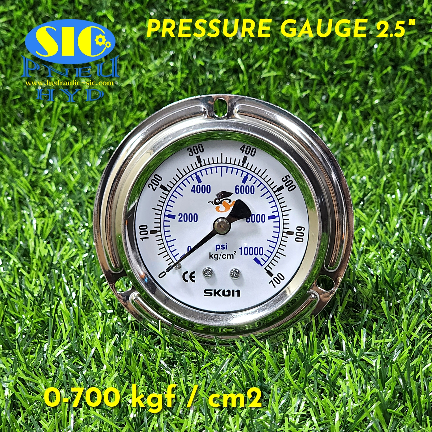 326-21-222** Pressure Gauge kgf-cm2/Psi เกจวัดแรงดัน หน้าปัด 2-1/2" เกลียวออกหลัง (SKON)