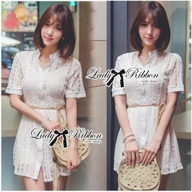 Lady Ribbon Organza Lace Dress เดรสผ้าออร์แกนซ่า