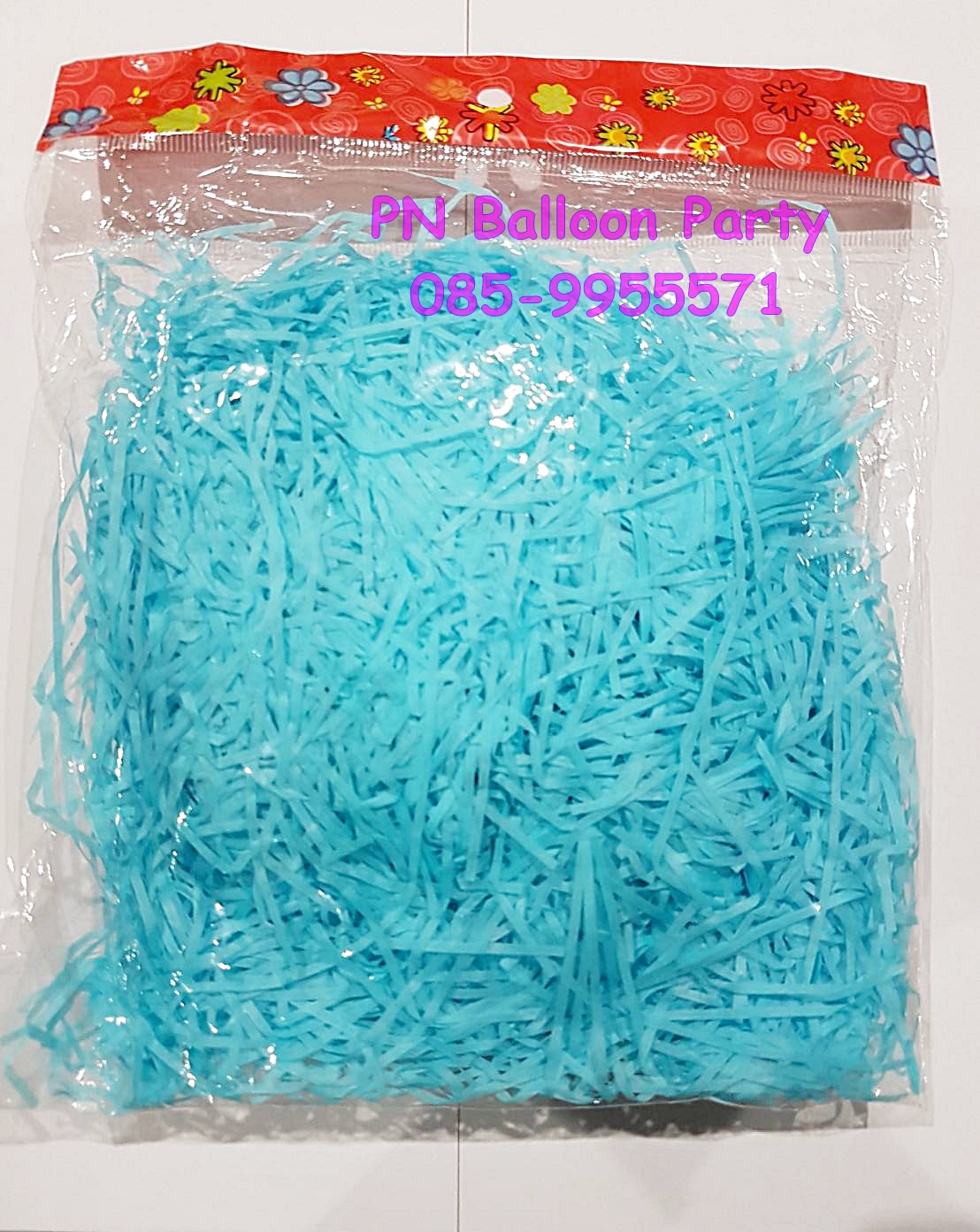กระดาษฝอยสีฟ้า สำหรับใส่ในลูกโป่งอัดแก๊สฮีเลียม Blue Paper