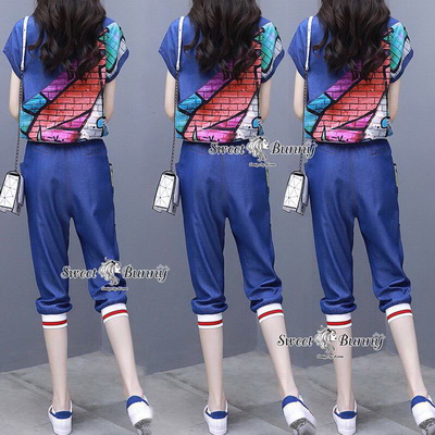 เสื้อ sport แขนสั้นด้านข้างพิมพ์ลายสีๆ