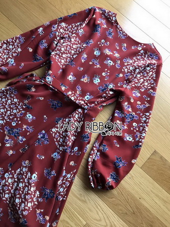 Lady Red Monica Floral Patterned Printed Wrap Dress