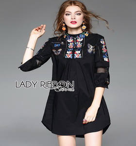Lady Ribbon Cotton Shirt Dress เชิ้ตเดรสผ้าคอตตอน