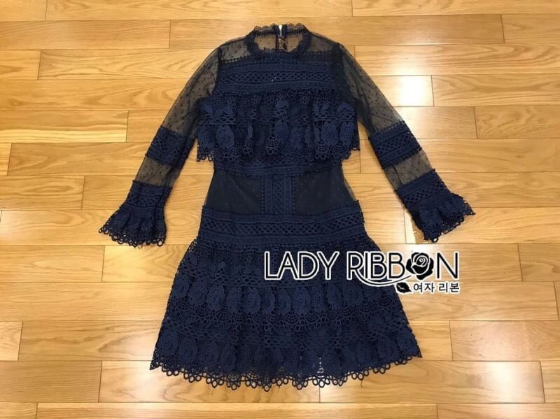 Mini Dress มินิเดรส ผ้าลูกไม้ตกแต่งระบาย