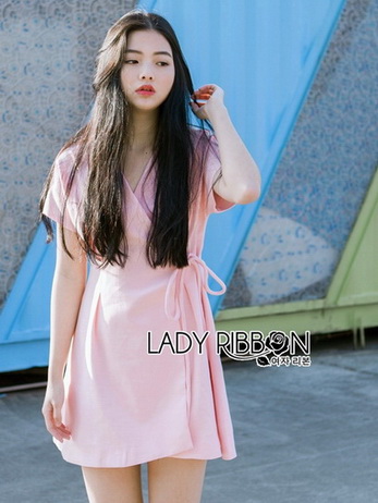 Rosa Sweet Casual Pastel Mini Dress with Ribbon