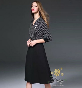 เสื้อผ้าแฟชั่น Daisy เดรสแฟชั่น ลายริ้ว