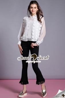 SS19290816 Seoul Secret Say's .... Daisy Lace Chiffon Blouse