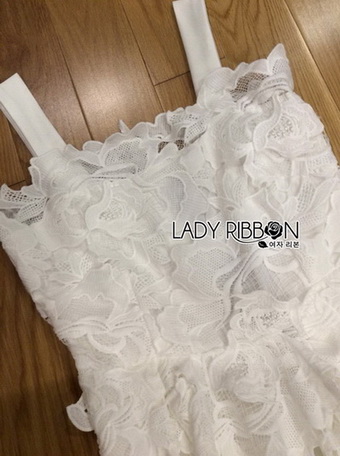 White Guipure Lady Ribbon Lace Dress
