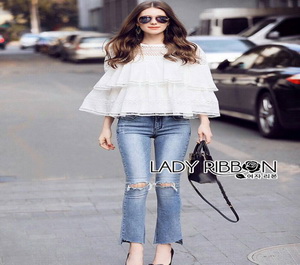 Lady Ribbon Lady Janet Lace and Cotton Blouse