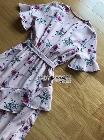 Lady Ribbon Zig-Zag Crepe Dress