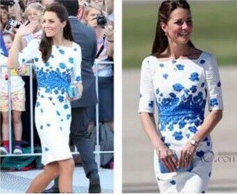 Lavida casual blue floral printed white ladylike dress