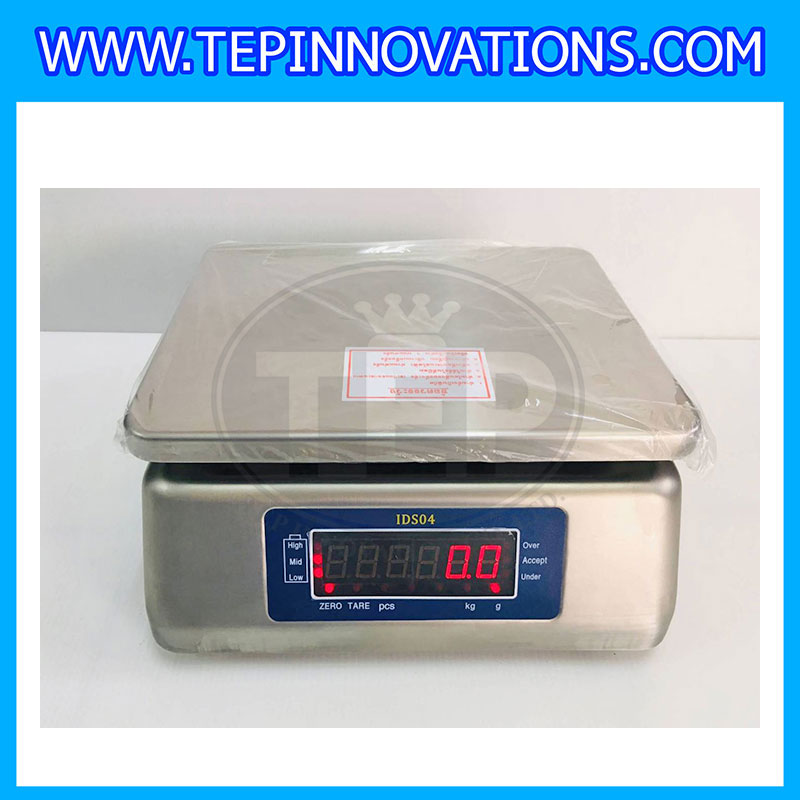 เครื่องชั่งกันน้ำ ตั้งโต๊ะ พิกัดน้ำหนัก 3Kg อ่านค่าละเอียด 0.5g เครื่องชั่งดิจิตอล3000g เครื่องชั่งกันน้ำ3000g ตาชั่งสแตนเลส3000g เครื่องชั่งน้ำหนัก3000g ยี่ห้อ SDS รุ่น IDS04-3K