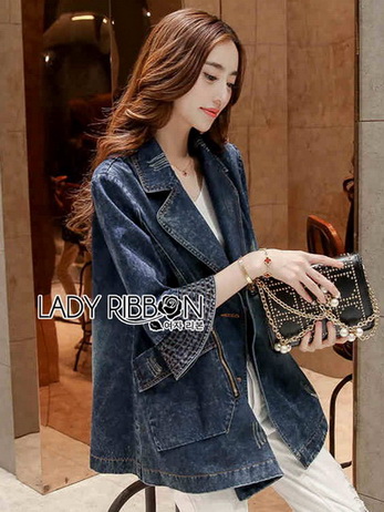 Lady Ribbon Denim Coat Dress