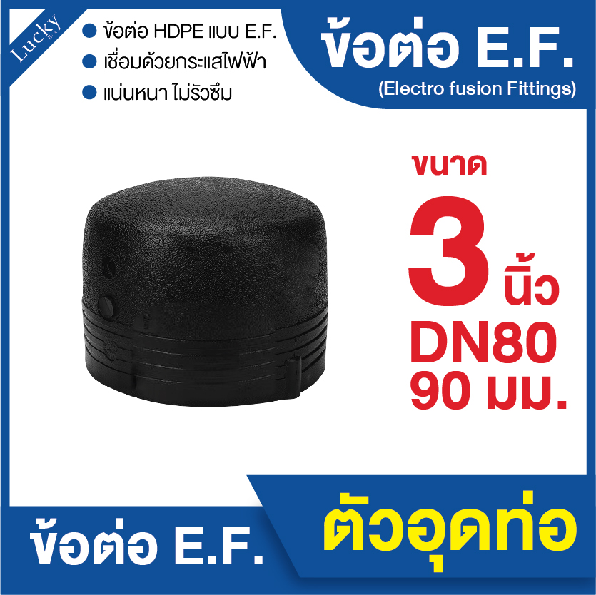 ข้อต่อ E.F. ตัวอุดปลายท่อ ขนาด 3 นิ้ว ข้อต่อ Electrofusion ข้อต่อท่อ HDPE