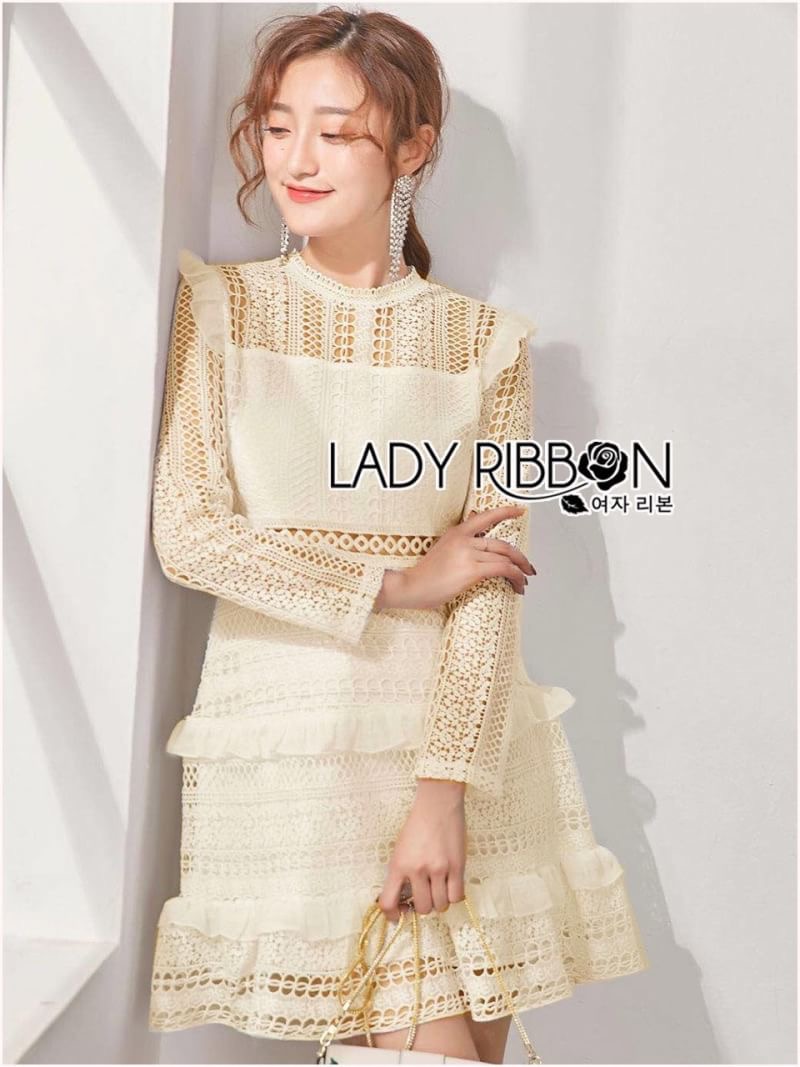 Lace Dress เดรสผ้าลูกไม้สีพาสเทลตกแต่งระบาย
