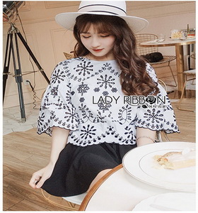 Lady Ribbon Abigail Black and White Flower เสื้อผ้าสีขาวฉลุ
