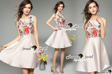 Lady Ribbon Online ขายส่งเสื้อผ้าออนไลน์ Seoul Secret SS10280716 Seoul Secret Say's .... Creamy Cami Bloom Color Stick Cami Dress